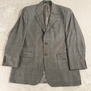Vintage Lauren Ralph Lauren Mens 42L Silk Wool Houndstooth Blazer Sport Coat
